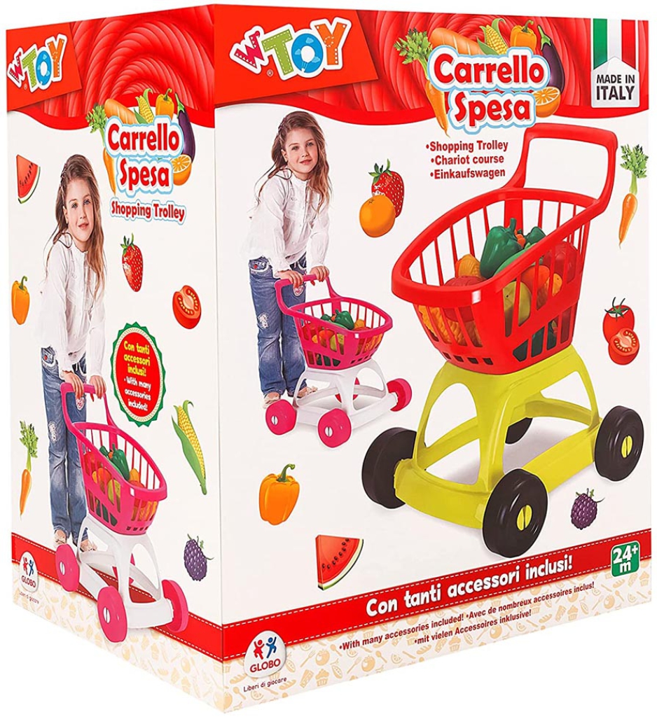 CARRELLO SPESA CON ACCESSORI 2 COLORI CON SCATOLA: vendita