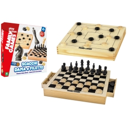 DAMA/SCACCHI/FILETTO 3IN1 IN LEGNO