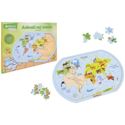 PUZZLE IN LEGNO ANIMALI  DEL MONDO