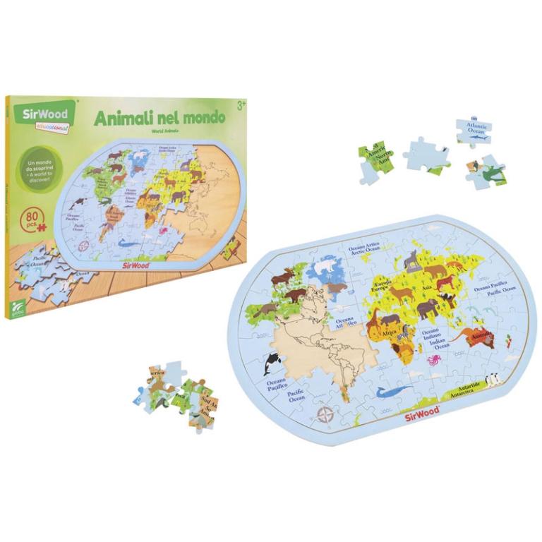 PUZZLE IN LEGNO ANIMALI  DEL MONDO