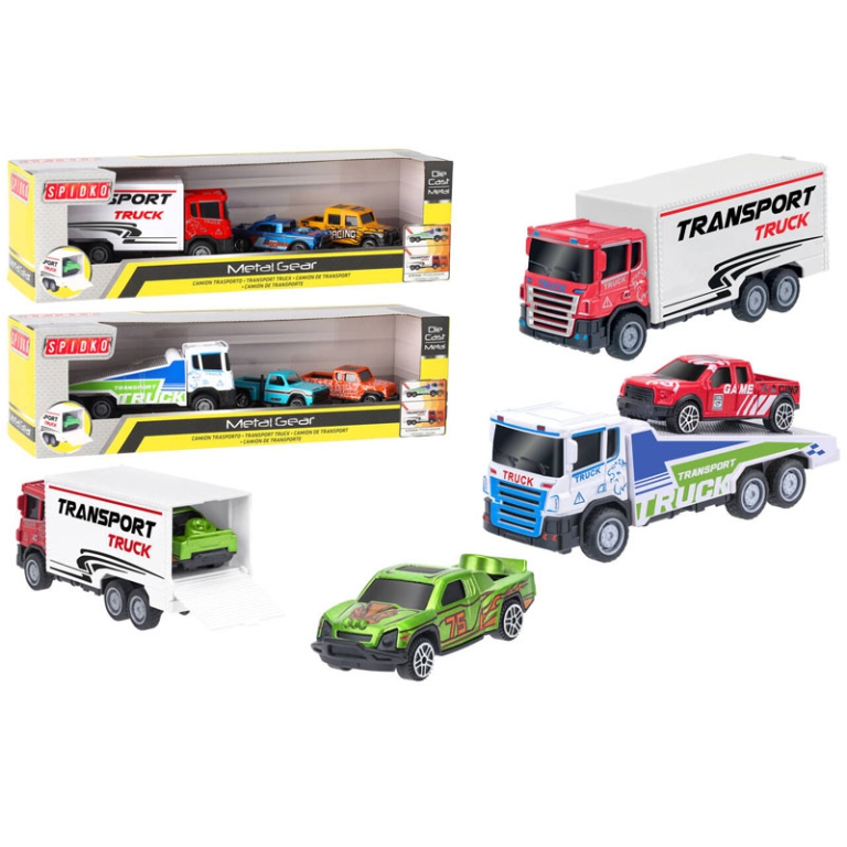 CAMION DIE CAST A FRIZIONE CON 2 VEICOLI 30CM