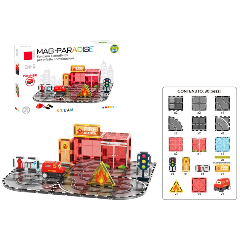 COSTRUZIONI MAGNETICHE PIASTRELLE POMPIERI 30PZ