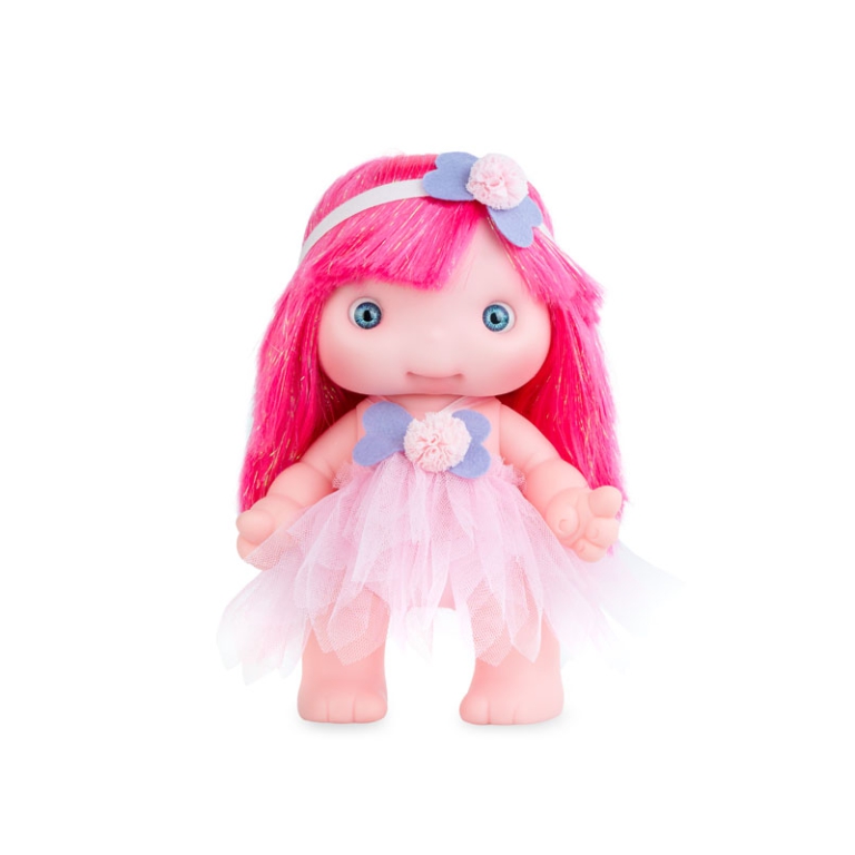 BAMBOLA 25CM PIU PINK CAPELLI FUCSIA
