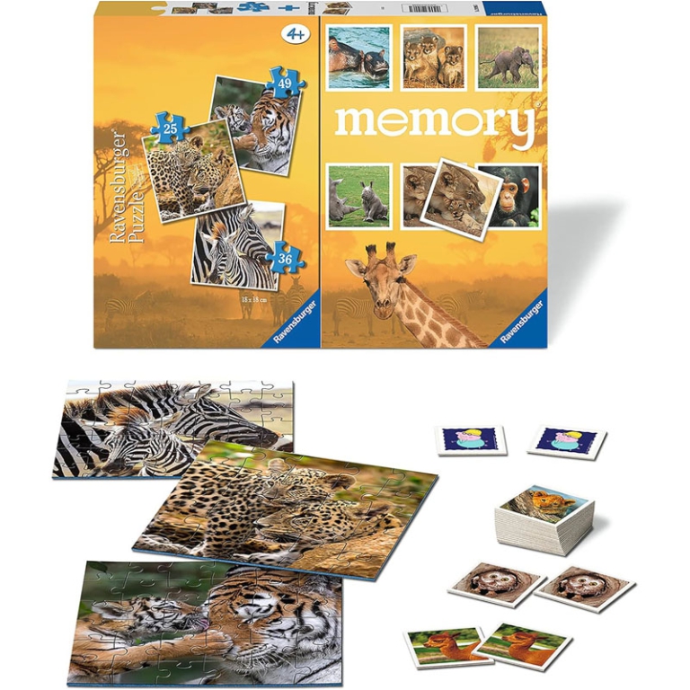 MULTIPACK 3 PUZZLE+MEMORY BABY ANIMALS 2