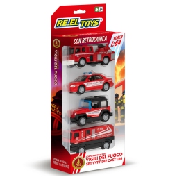 CONFEZIONE 4 VEICOLI DIE CAST 1:64 VVFF