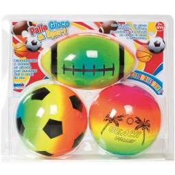 BLISTER 3 PALLE 12,5CM   SPORT GONFIATE MULTICOLOR
