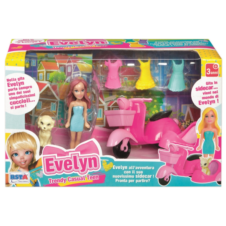BAMBOLA MINI EVELYN 8CM  SCOOTER CON VESTITI