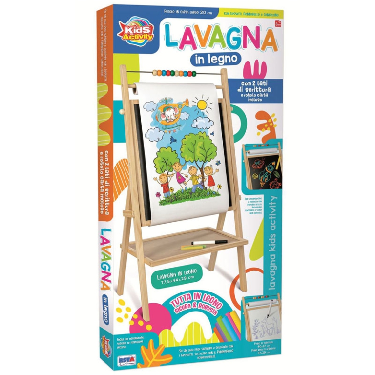 LAVAGNA IN LEGNO 78X45CM C/ROTOLO IN LEGNO