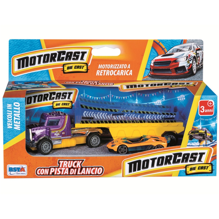 CAMION C/RAMPA DI LANCIO E AUTO DIE CAST 23X9CM