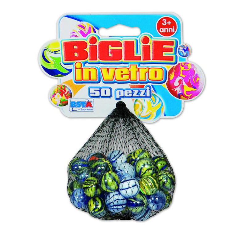 BIGLIE VETRO 50PZ DIAMETRO 1,5CM IN RETE