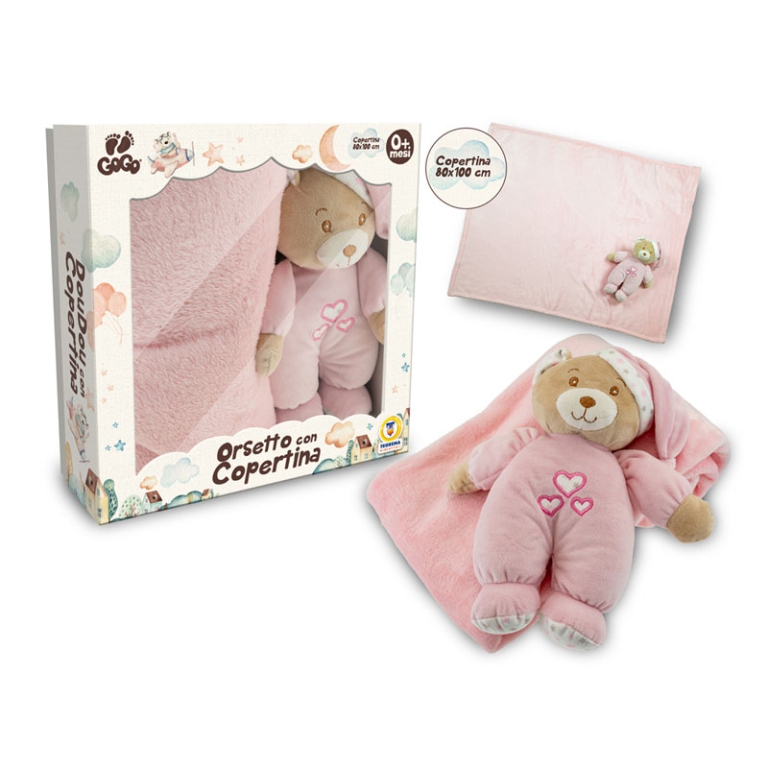 IL MIO PRIMO ORSETTO CON COPERTINA 100X75CM ROSA