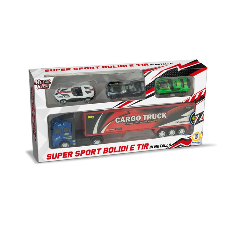 CAMION TIR CON 3 AUTO    DIE CAST 32CM 3
