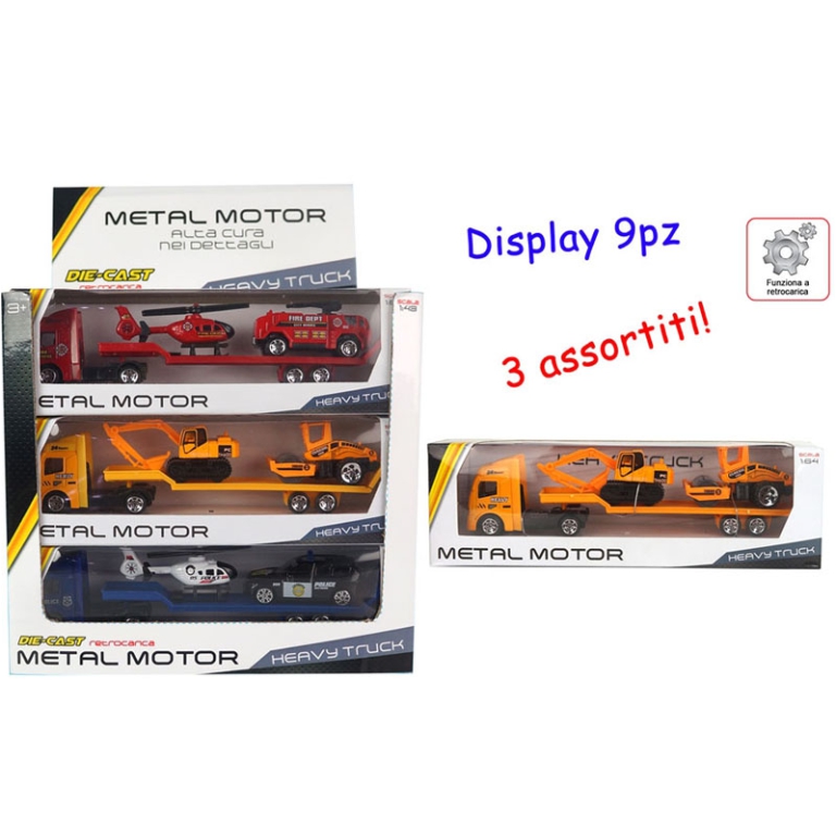 CAMION DIE CAST ASSORTITI METAL MOTORS 23X7X6,5CM