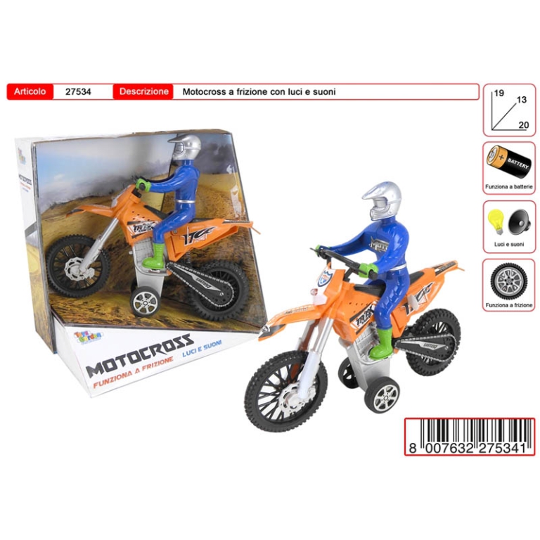MOTO DA CROSS A FRIZIONE LUCI E SUONI