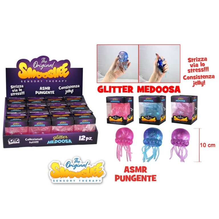 SQUISHY MEDUSA GLITTER 10CM 12PZ IN EXPO