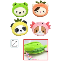 BORSETTE PELUCHE CON ZIP ASSORTITA