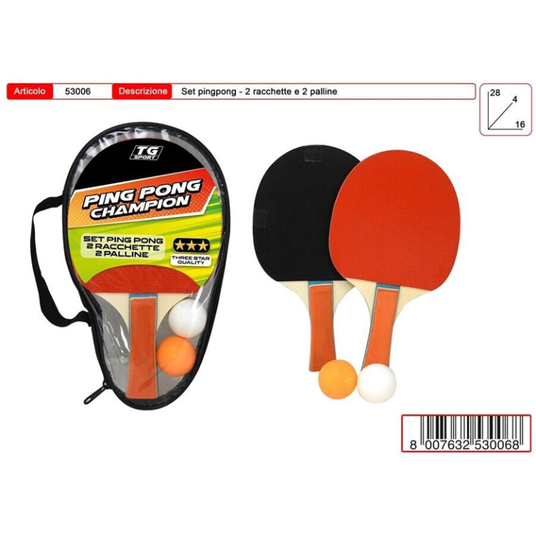 RACCHETTE PING PONG CON PALLINE 3 STELLE