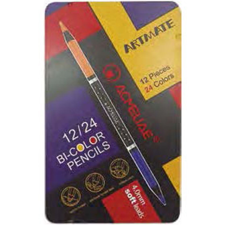 PASTELLI LEGNO BICOLOR 12PZ SCATOLA METALLO 2
