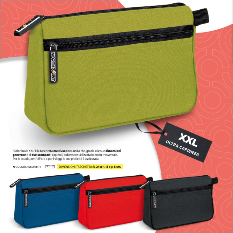 BUSTINE SCUOLA 24X15X6   2 ZIP MAXITASCHETTA COLOR