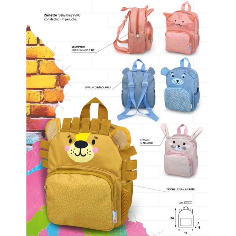 ZAINETTO BABY BAG MINI   24X18X8CM ANIMALI