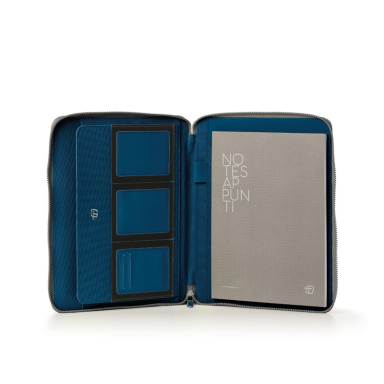 PORTABLOCCO DOX CON ZIP  ECOPELLE BLU