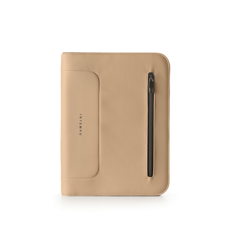 PORTABLOCCO A4 CON ZIP   ECOPELLE BEIGE