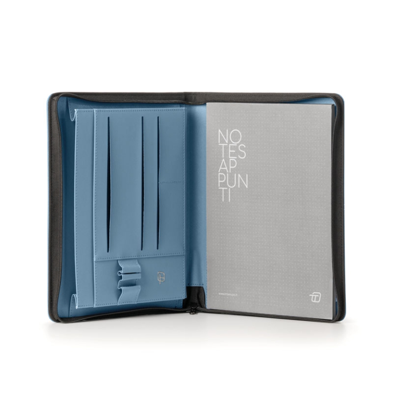 PORTABLOCCO NEW CLASSIC  CON ZIP ECOPELLE AZZURRO