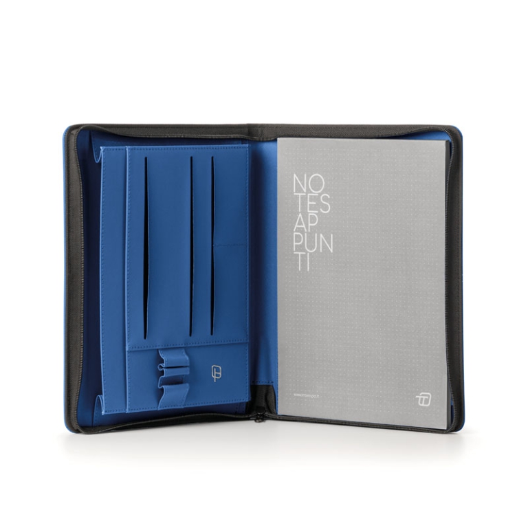 PORTABLOCCO NEW CLASSIC  CON ZIP ECOPELLE BLU