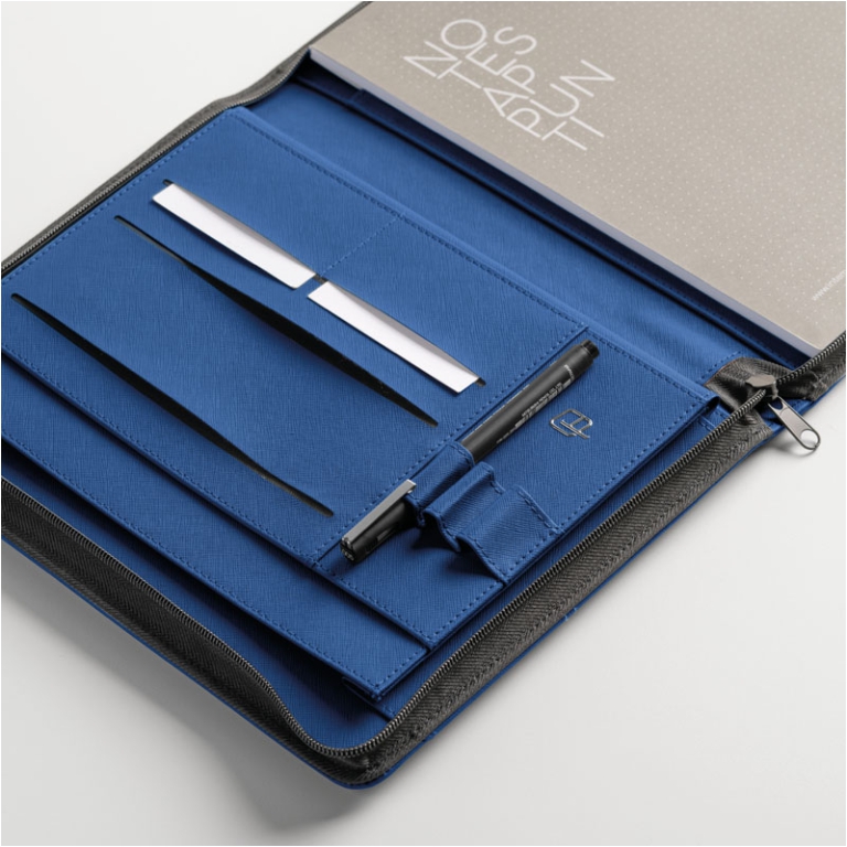 PORTABLOCCO NEW CLASSIC  CON ZIP ECOPELLE BLU 2