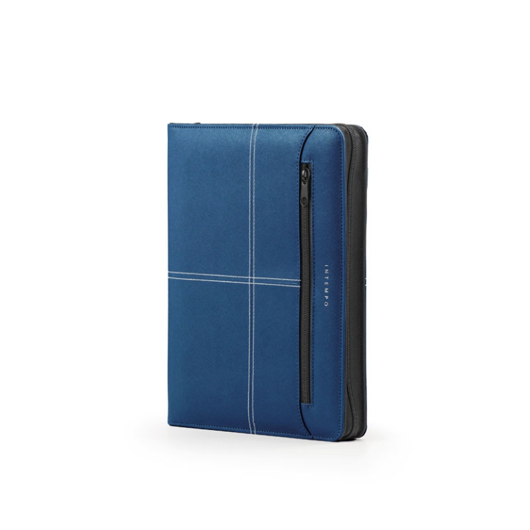 PORTABLOCCO NEW CLASSIC  CON ZIP ECOPELLE BLU 3