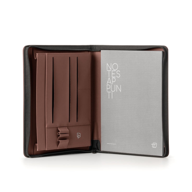 PORTABLOCCO NEW CLASSIC  CON ZIP ECOPELLE MARRONE