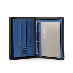 PORTABLOCCO NEW CLASSIC  CON ANELLI ECOPELLE BLU