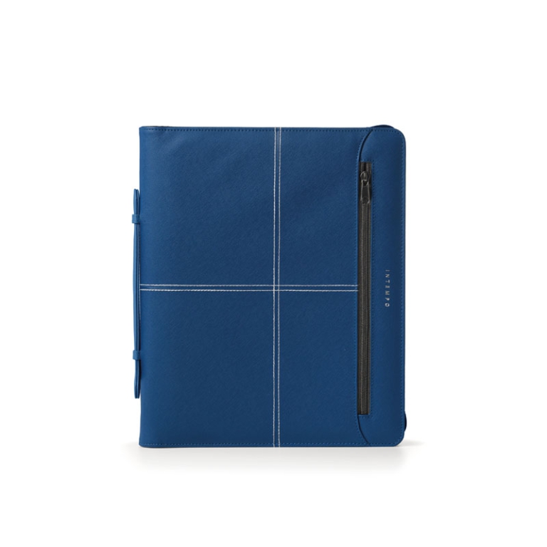 PORTABLOCCO NEW CLASSIC  CON ANELLI ECOPELLE BLU 5