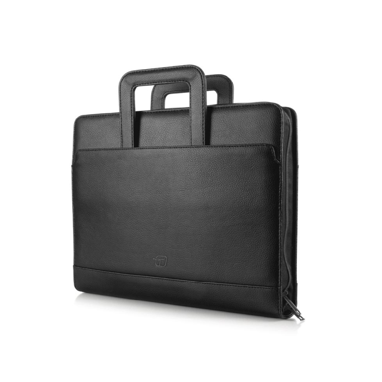 PORTABLOCCO OFFICE CON ZIP E ANELLI ECOPELLE NERO