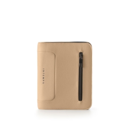 PORTABLOCCO A5 CON ZIP   ECOPELLE BEIGE