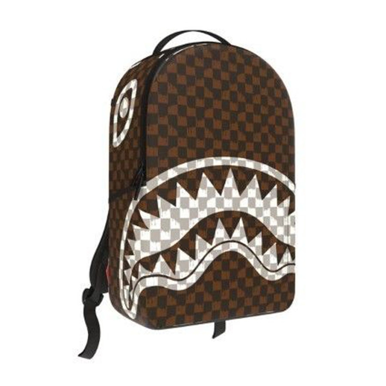 ZAINO SPRAYGROUND BROWN  AND CREAM DRIP CHECK