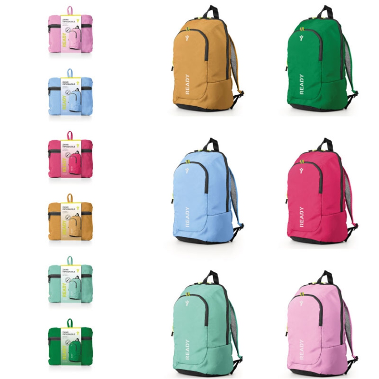 ZAINO DAYPACK RIPIEGABILE READY 6PZ 28X15X44 ASSORTITI