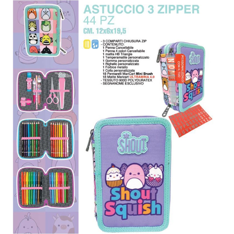 ASTUCCIO 3 ZIP 12X6X19,5CM SHOUT SQUISH
