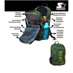 ZAINO TREKKING BACKPACK  35X19CM GREEN