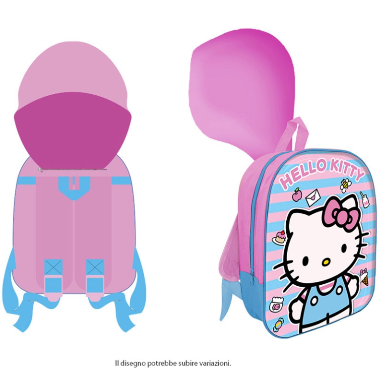 ZAINO 3D 30CM CON CAPPUCCIO HELLO KITTY