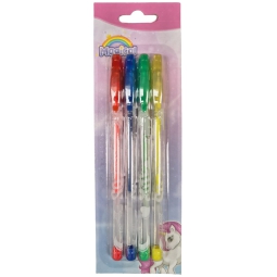 BLISTER 4 PENNE GEL UNICORNO