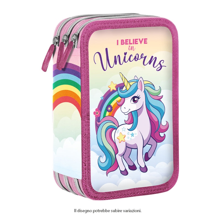 ASTUCCIO 3 ZIP GIOTTO CON 1 PAPERMATE UNICORNO