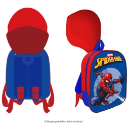 ZAINO 3D 30CM CON CAPPUCCIO SPIDERMAN