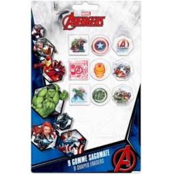 BLISTER 9 GOMME SAGOMATE AVENGERS 20X12CM