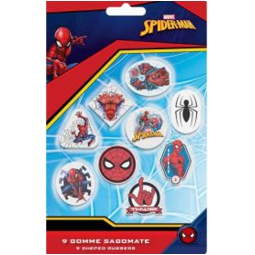 BLISTER 9 GOMME SAGOMATE SPIDERMAN 20X12CM