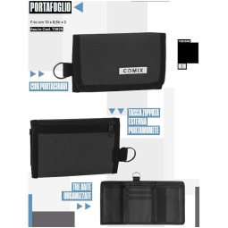 PORTAFOGLIO ZIP 13X8,5X2CM NERO COMIX