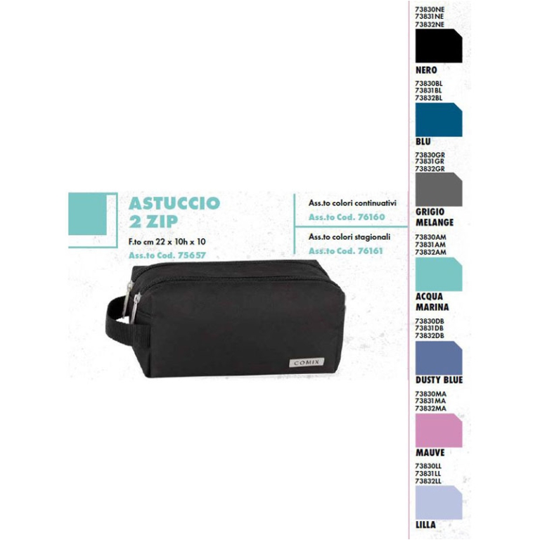 ASTUCCIO 2 ZIP 22X10CM COMIX ASSORTITO