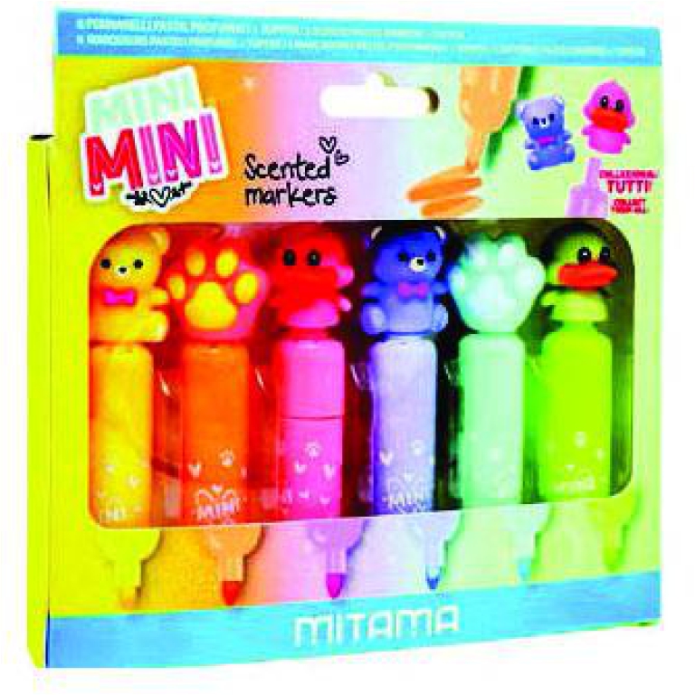 SET 6 PENNARELLI MINI CON TOPPER PASTEL MITAMA