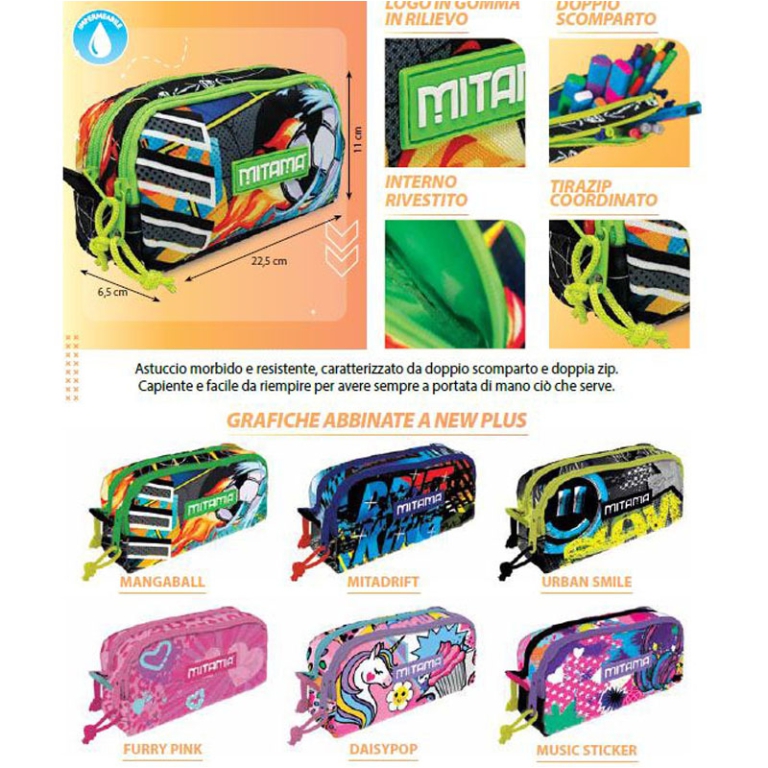 ASTUCCIO 2 ZIP MIX 22,5X11X6,5CM MITAMA