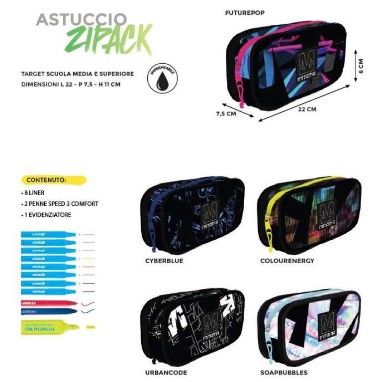 ASTUCCIO 3 ZIPACK BOY/GIRL 22X6CM MITAMA
